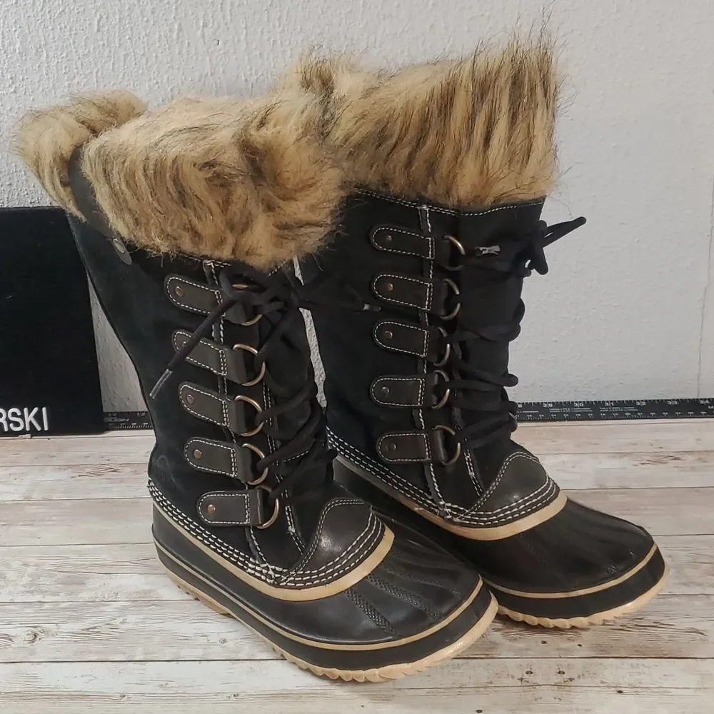 Sorel Joan of Arctic‎ Waterproof Womens Boots Size 6 Black & Natural Colorway